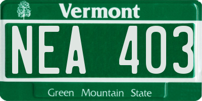 VT license plate NEA403