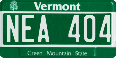VT license plate NEA404
