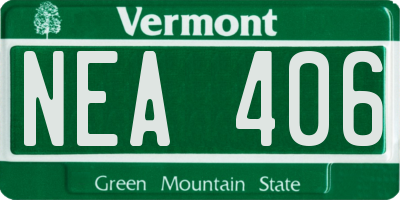 VT license plate NEA406