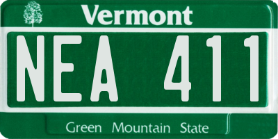 VT license plate NEA411