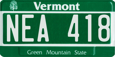 VT license plate NEA418