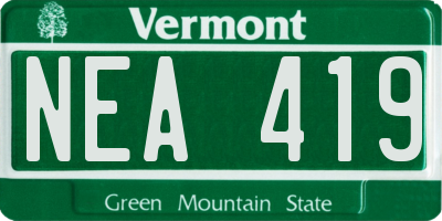 VT license plate NEA419