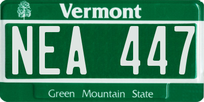 VT license plate NEA447