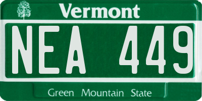 VT license plate NEA449