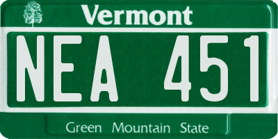 VT license plate NEA451