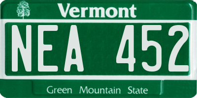 VT license plate NEA452