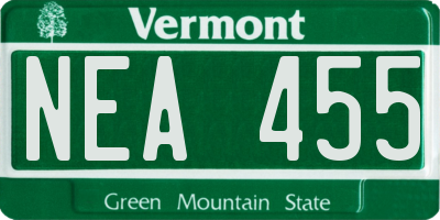 VT license plate NEA455
