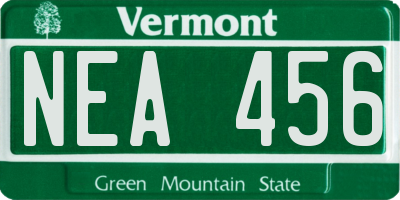 VT license plate NEA456