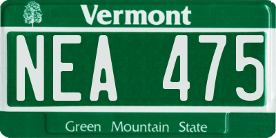 VT license plate NEA475