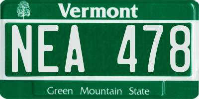 VT license plate NEA478