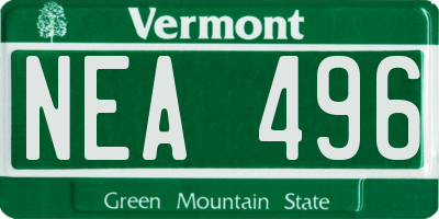 VT license plate NEA496