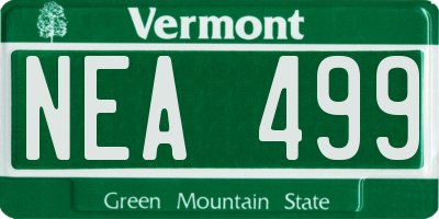 VT license plate NEA499
