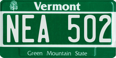 VT license plate NEA502