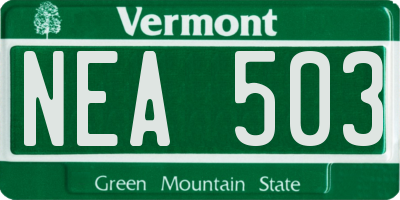 VT license plate NEA503