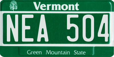 VT license plate NEA504