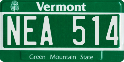 VT license plate NEA514