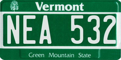 VT license plate NEA532