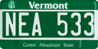 VT license plate NEA533