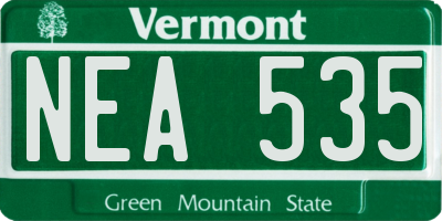 VT license plate NEA535