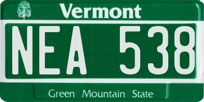VT license plate NEA538