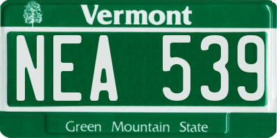 VT license plate NEA539