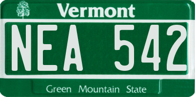 VT license plate NEA542