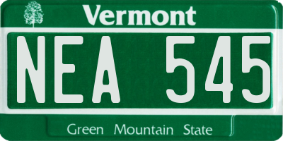 VT license plate NEA545