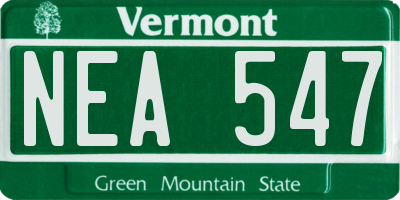 VT license plate NEA547