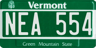 VT license plate NEA554