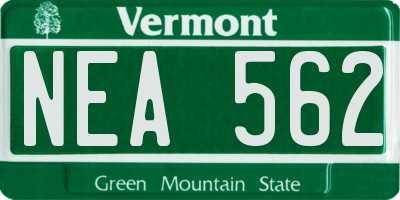 VT license plate NEA562