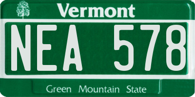 VT license plate NEA578