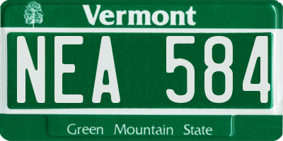 VT license plate NEA584