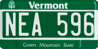 VT license plate NEA596