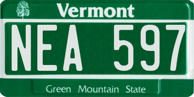 VT license plate NEA597