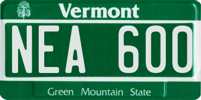 VT license plate NEA600