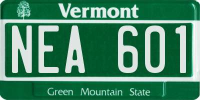 VT license plate NEA601