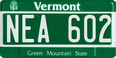 VT license plate NEA602