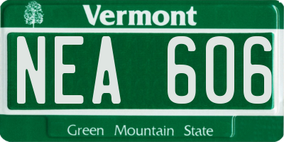 VT license plate NEA606