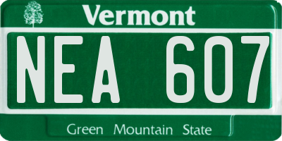 VT license plate NEA607