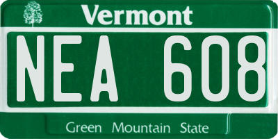 VT license plate NEA608