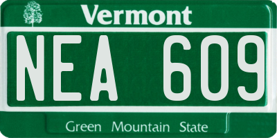 VT license plate NEA609