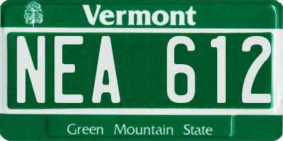 VT license plate NEA612