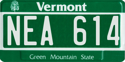VT license plate NEA614