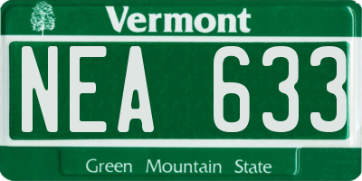 VT license plate NEA633