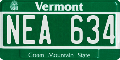 VT license plate NEA634