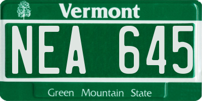 VT license plate NEA645