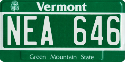 VT license plate NEA646