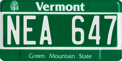 VT license plate NEA647