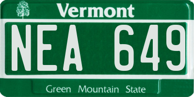 VT license plate NEA649