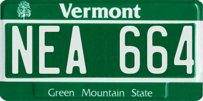 VT license plate NEA664